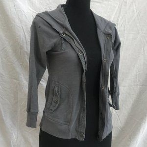 XS AEO Gray 3/4 Sleeve Zip Up Hoodie